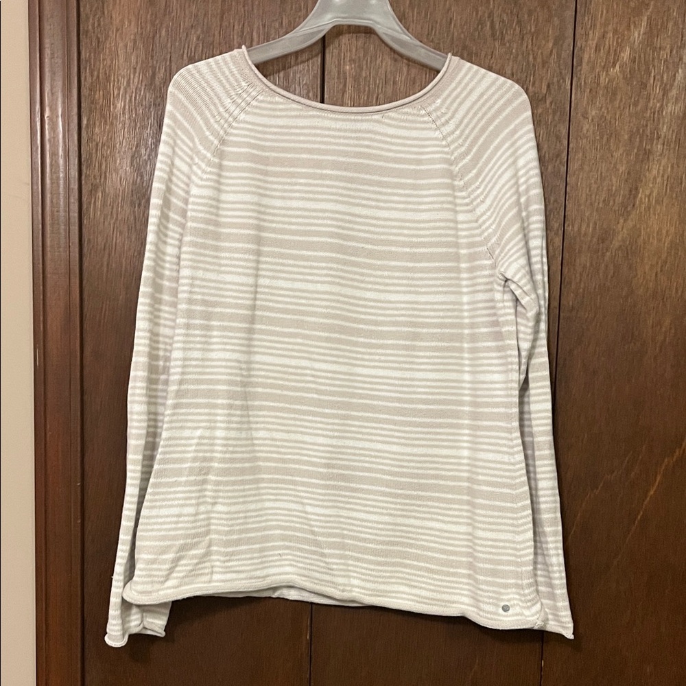 Eddie Bauer Off-White Striped Long Sleeve Sweater Top